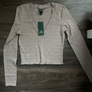 Long Sleeve Crop Top with ruffle detail